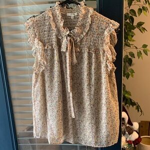 Pleione Cream Floral Ruffle Tie-Neck Camisole